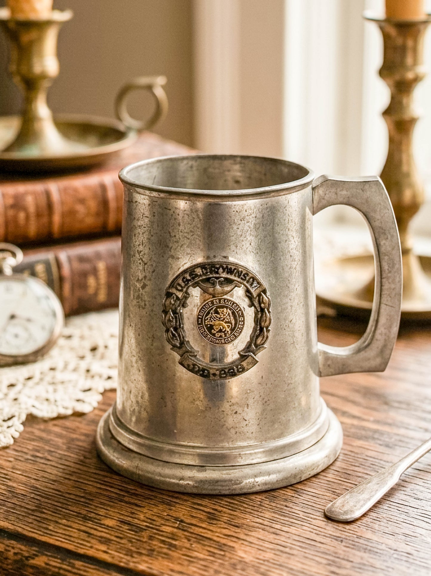 Vintage English Pewter USS Brownson DD-868 Naval Commemorative Tankard — Sheffield, Clear Bottom