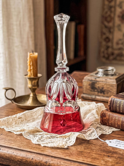 Bleikristall Leaded Crystal Bell – Cranberry Cut to Clear, Germany