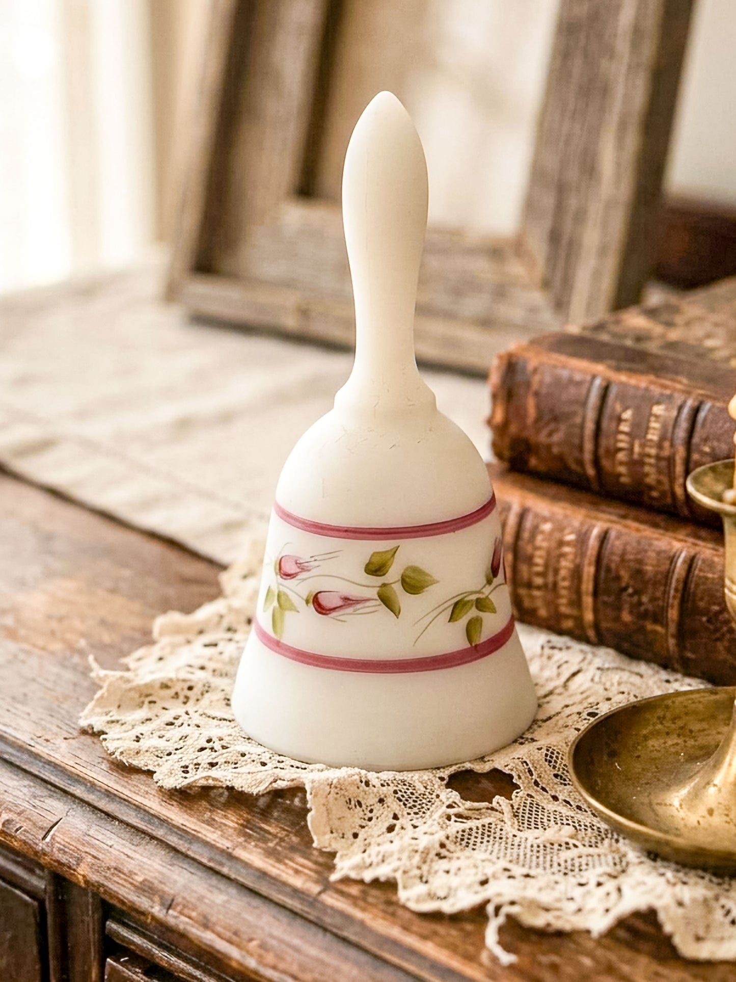 Vintage Petite Fenton Satin Glass Bell - Signed
