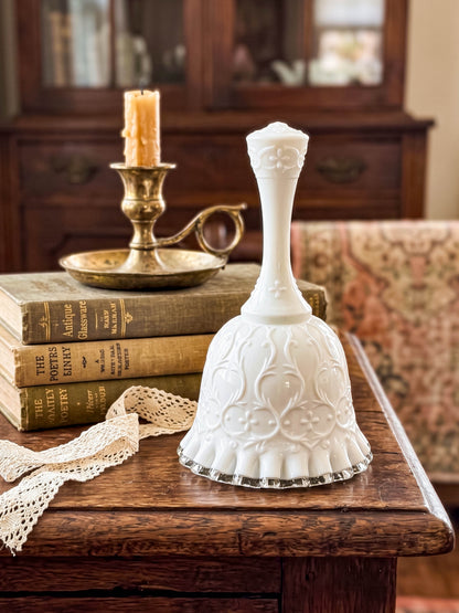 Vintage Fenton Silvercrest Spanish Lace Glass Bell with Ruffled Edge