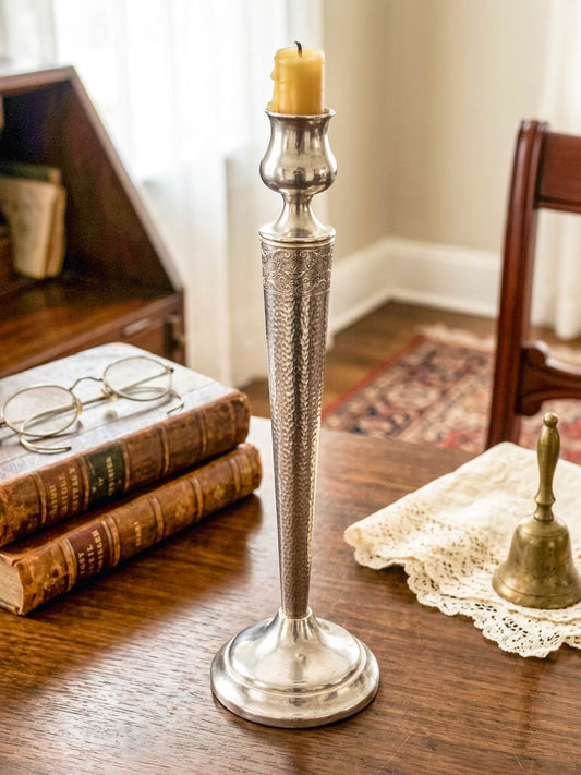 Sterling Silver Hammered Candlestick – Weighted