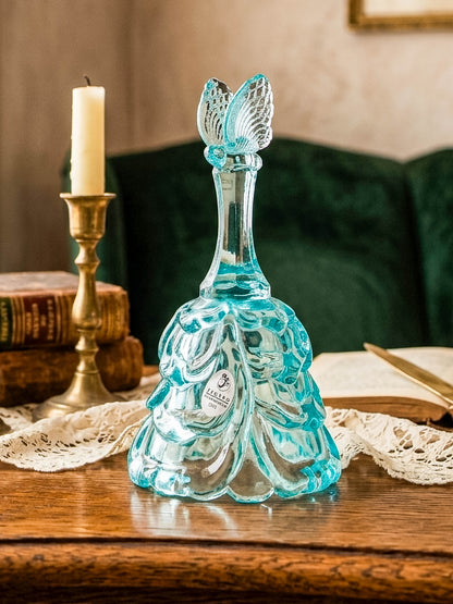 Fenton Art Glass Aqua Butterfly Bell — Handmade in USA
