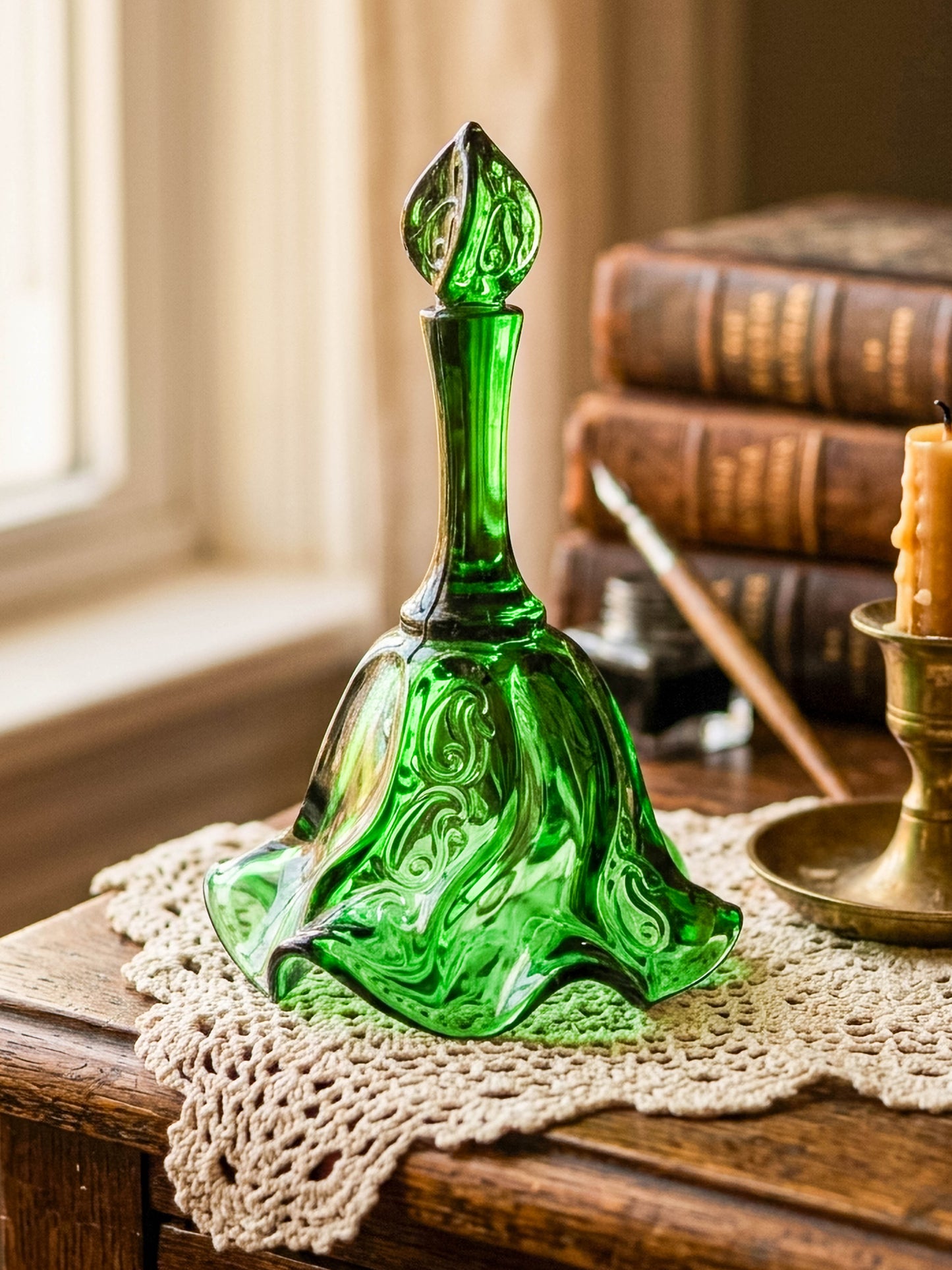 Vintage Fenton Emerald Green Glass Bell