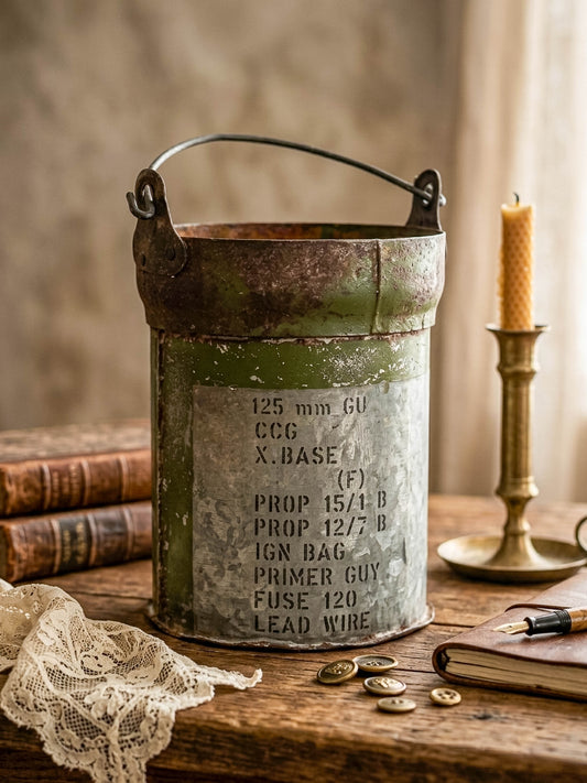 Vintage Metal Ammo Canister Bucket