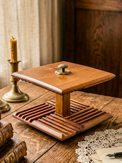 Vintage Mid-Century Modern Rotating Wood CD Holder – Carousel Storage Stand