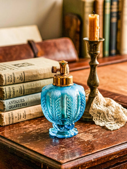 Vintage DeVilbiss Opalescent Blue Glass Perfume Bottle