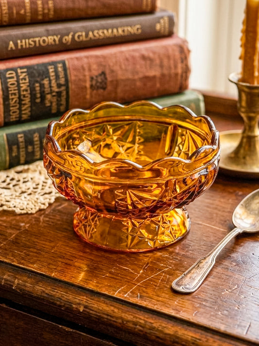 Vintage Indiana Glass Amber Stars & Bars Fairy Lamp Base Only — Chipped