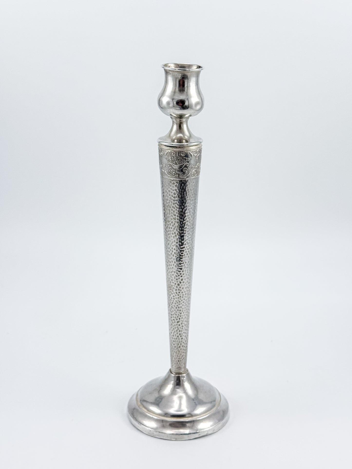 Sterling Silver Hammered Candlestick – Weighted