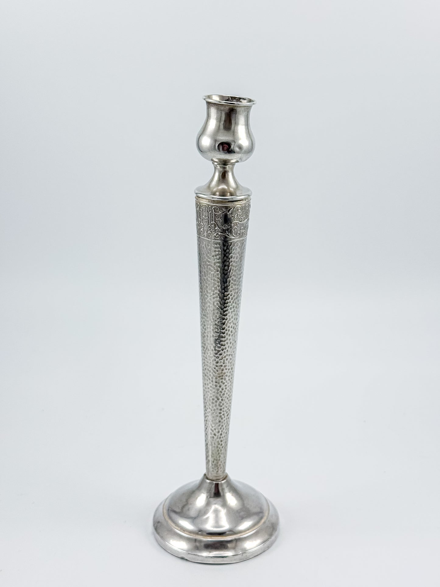 Sterling Silver Hammered Candlestick – Weighted