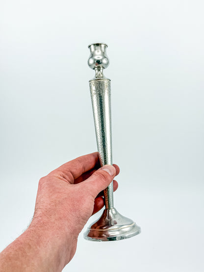 Sterling Silver Hammered Candlestick – Weighted