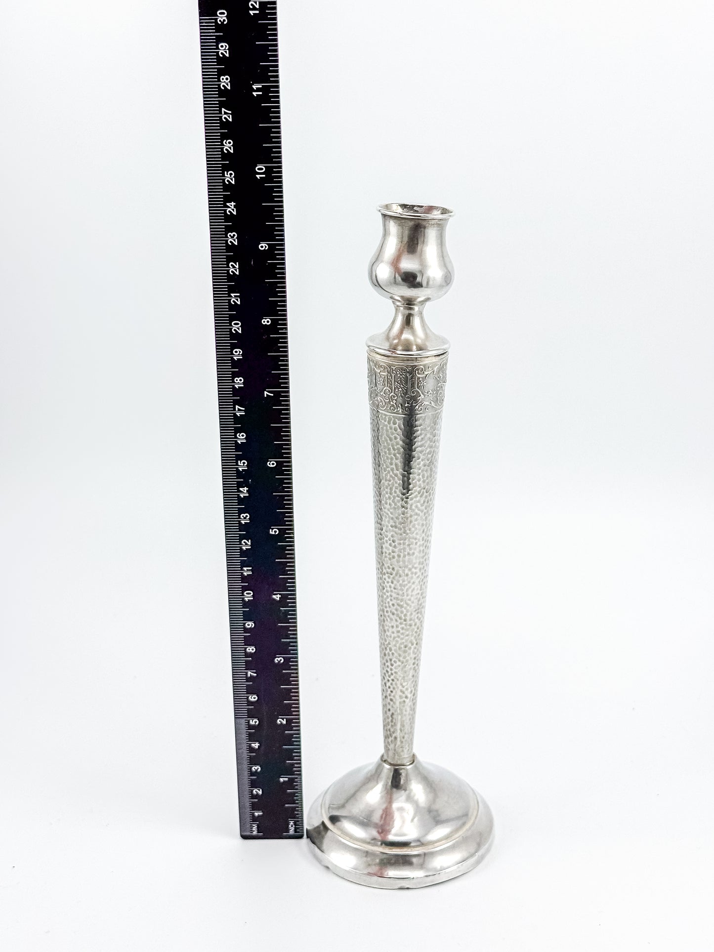 Sterling Silver Hammered Candlestick – Weighted