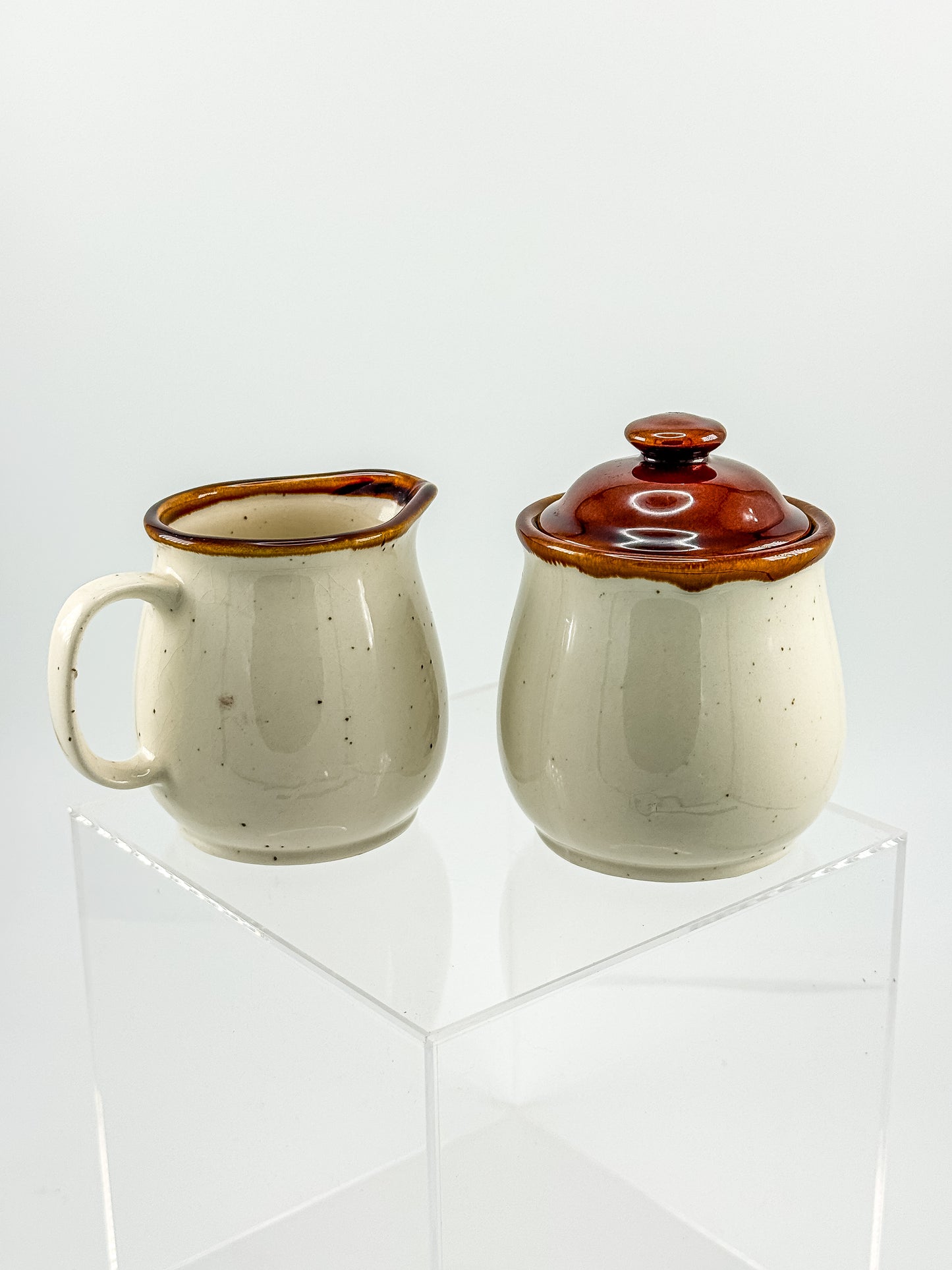 Vintage Enesco Sky & Plains Sugar Bowl & Creamer Set