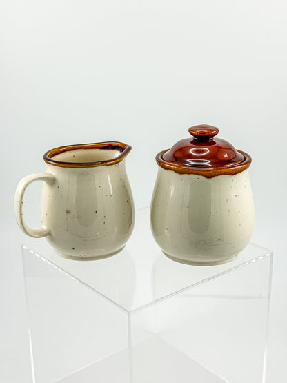 Vintage Enesco Sky & Plains Sugar Bowl & Creamer Set