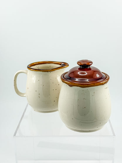 Vintage Enesco Sky & Plains Sugar Bowl & Creamer Set