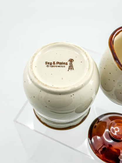 Vintage Enesco Sky & Plains Sugar Bowl & Creamer Set