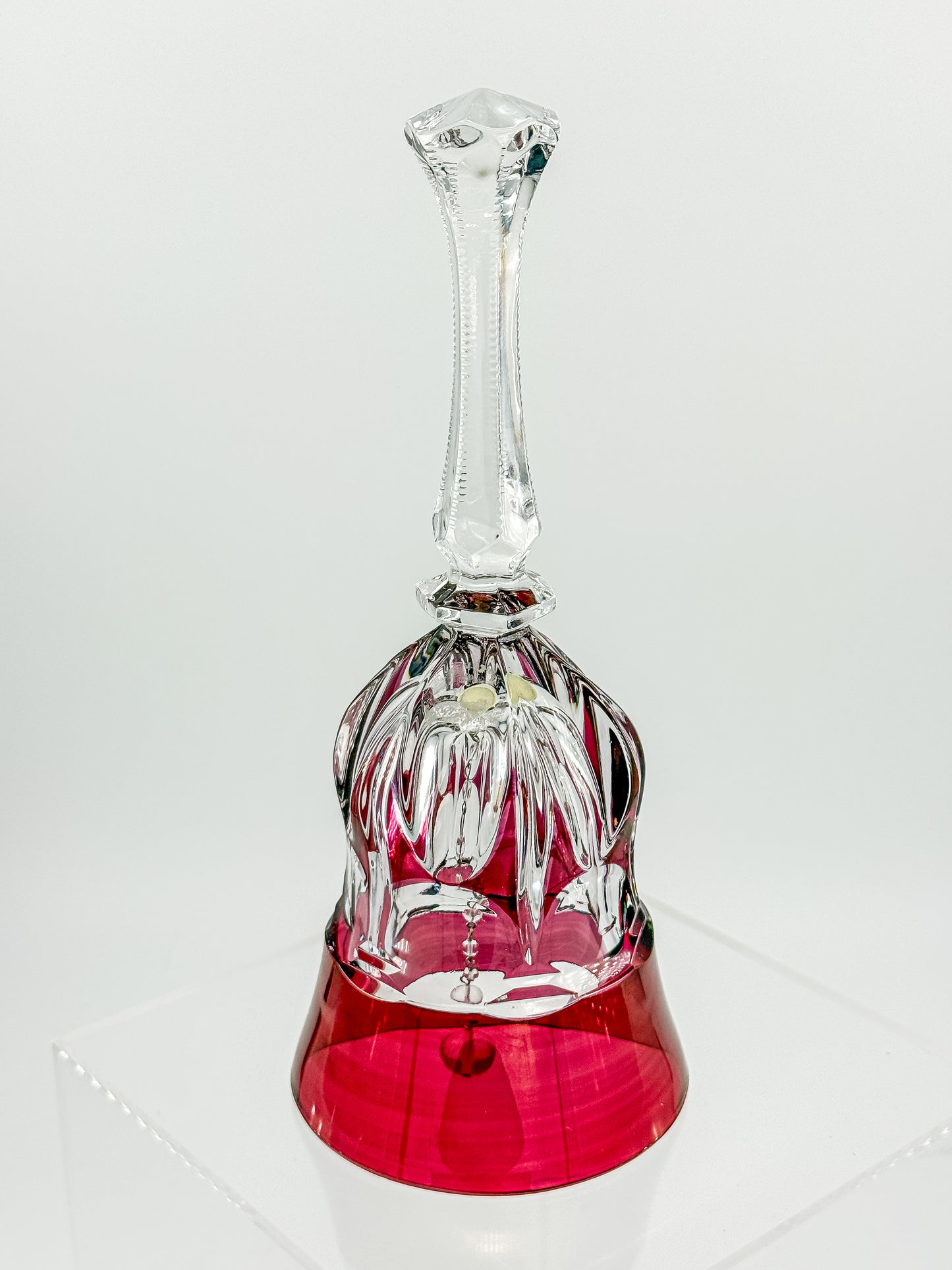 Bleikristall Leaded Crystal Bell – Cranberry Cut to Clear, Germany
