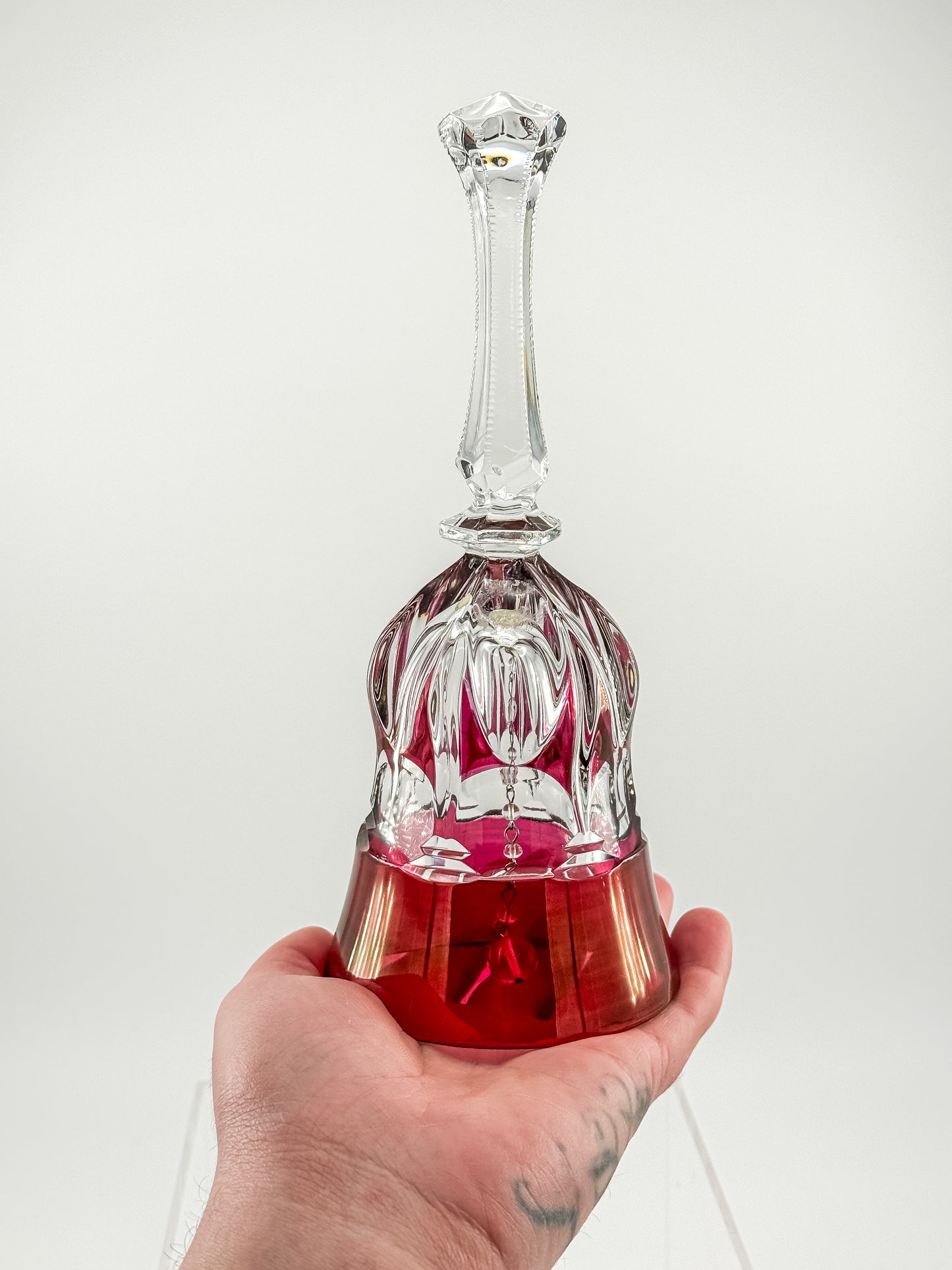 Bleikristall Leaded Crystal Bell – Cranberry Cut to Clear, Germany