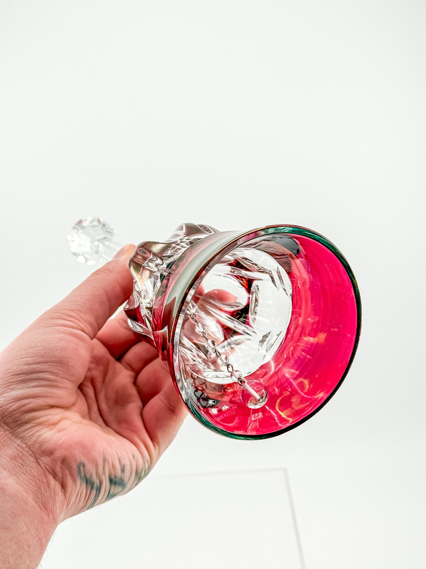 Bleikristall Leaded Crystal Bell – Cranberry Cut to Clear, Germany