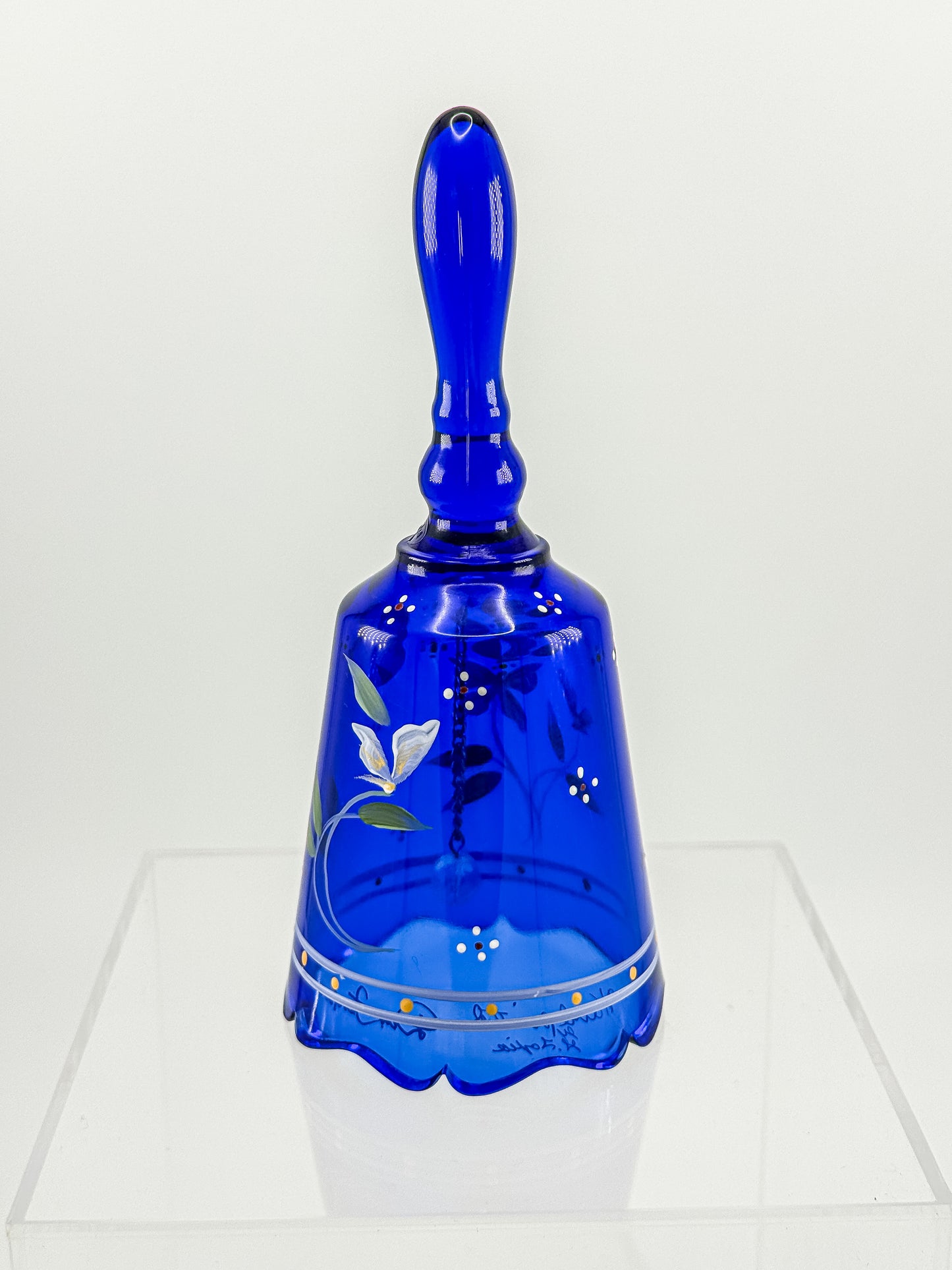 Fenton Art Glass Cobalt Blue Bell – Dual Signed Dan Fenton & H. Tofia, 95th Anniversary