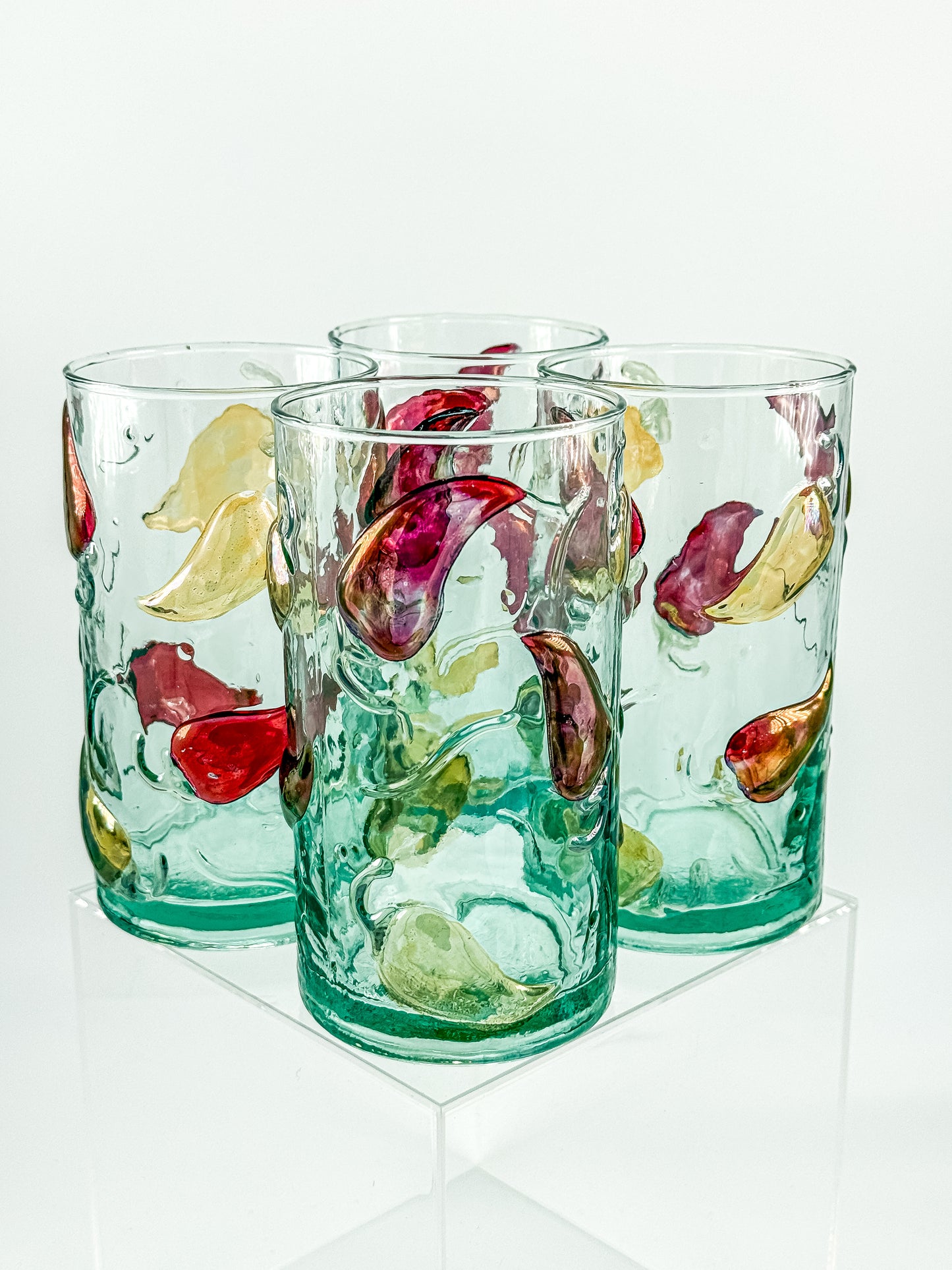 Hand Crafted Jalapeño Pepper Glass Tumbler Set of 4