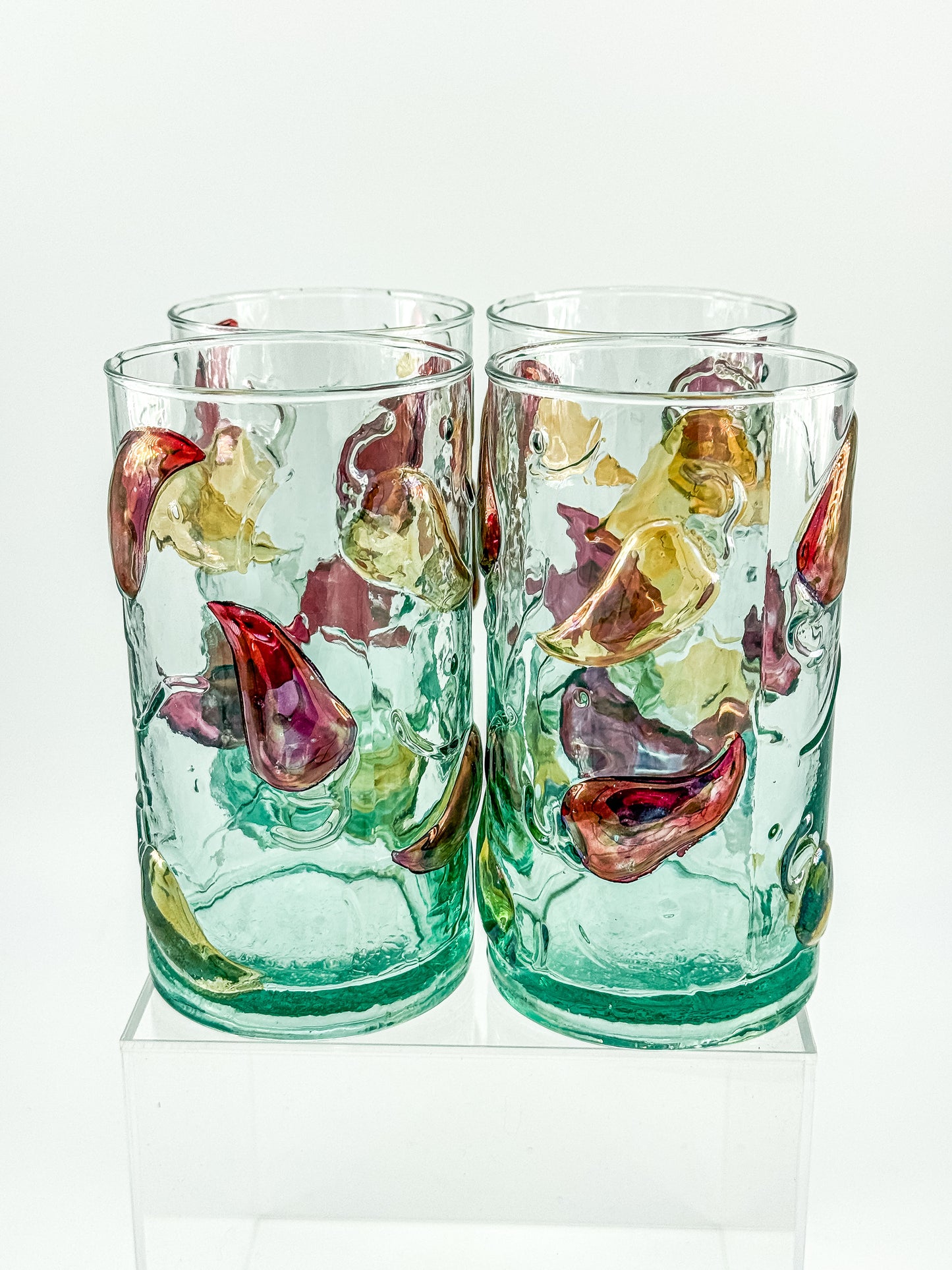 Hand Crafted Jalapeño Pepper Glass Tumbler Set of 4