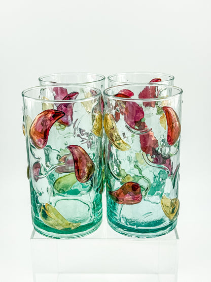 Hand Crafted Jalapeño Pepper Glass Tumbler Set of 4