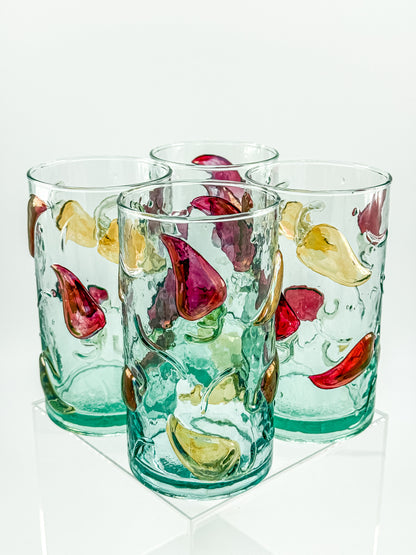 Hand Crafted Jalapeño Pepper Glass Tumbler Set of 4