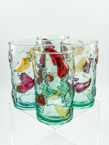 Hand Crafted Jalapeño Pepper Glass Tumbler Set of 4