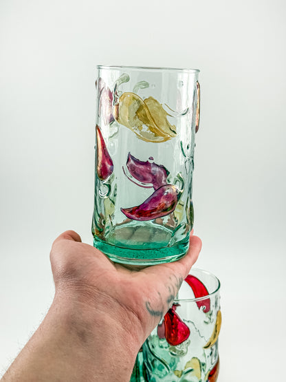 Hand Crafted Jalapeño Pepper Glass Tumbler Set of 4