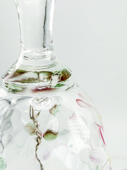 Fenton Glass Bell – Optic with Cranberry Edge, Hand Painted & Signed