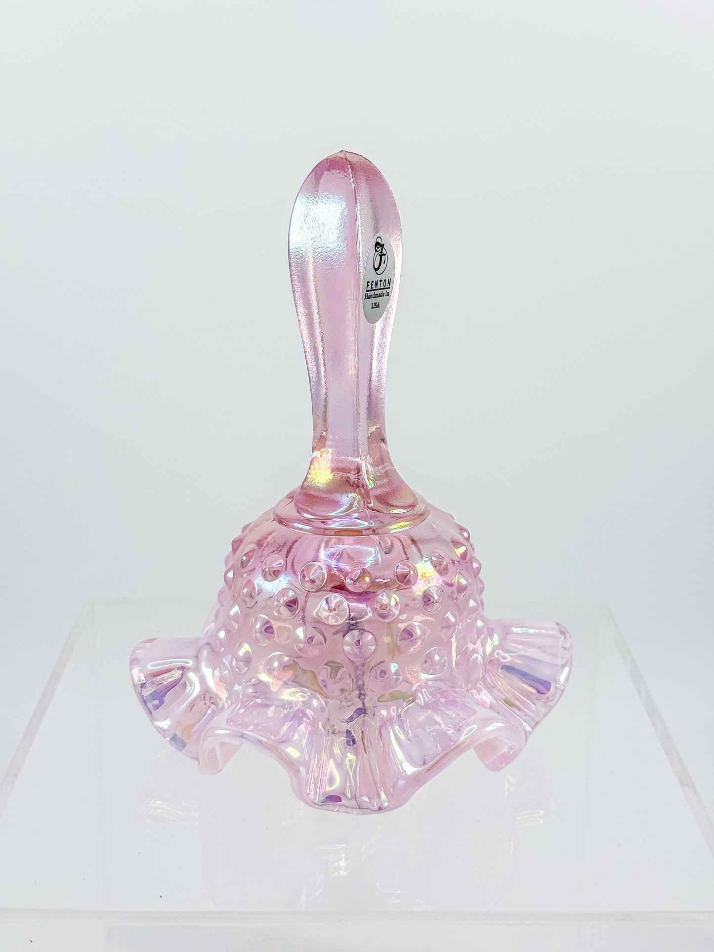 Fenton Bell – Pink Opalescent Carnival Hobnail, Ruffled Skirt