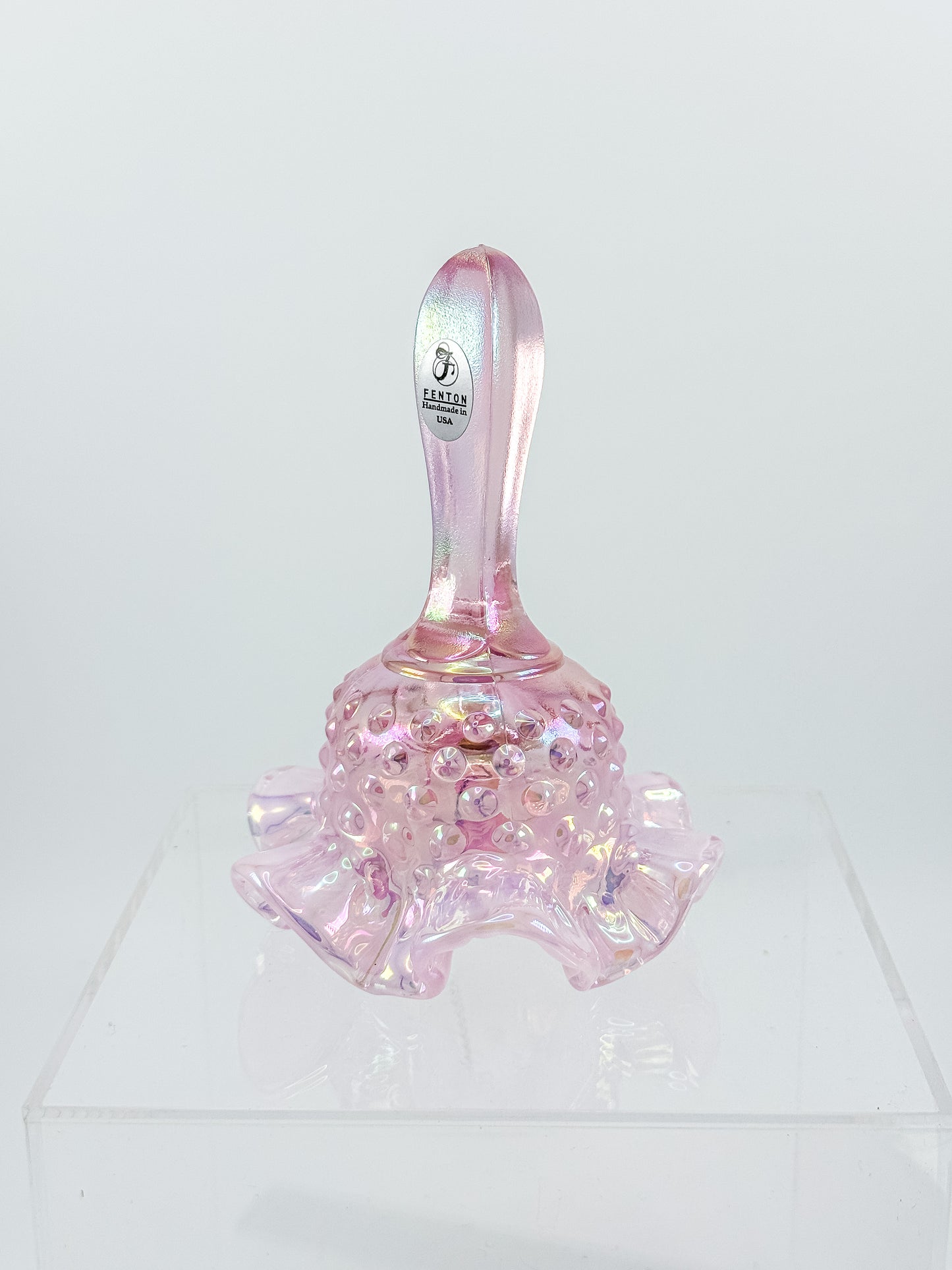 Fenton Bell – Pink Opalescent Carnival Hobnail, Ruffled Skirt