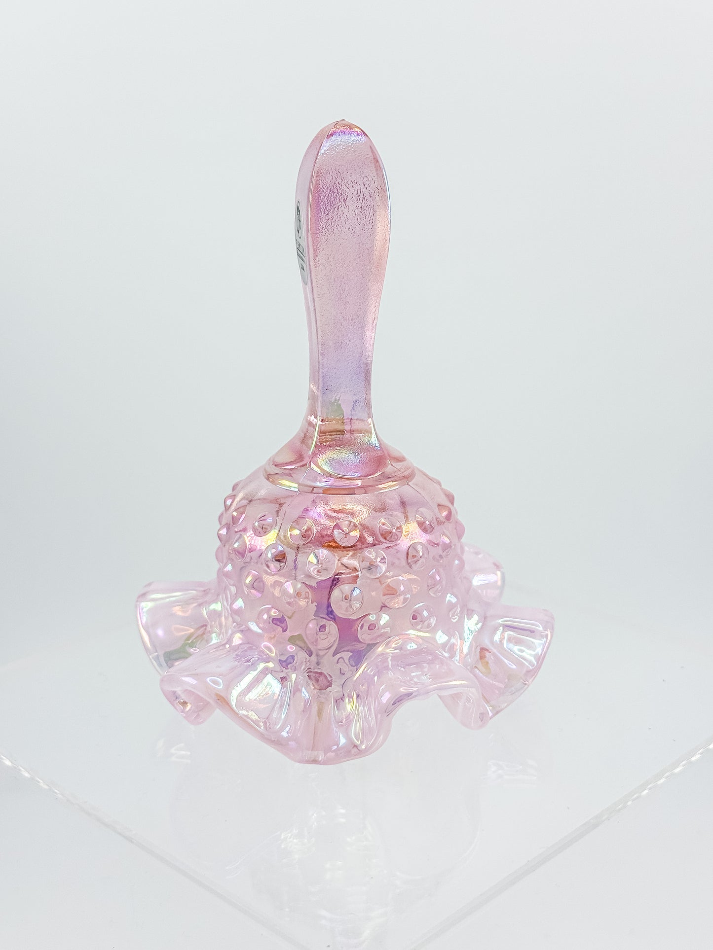Fenton Bell – Pink Opalescent Carnival Hobnail, Ruffled Skirt
