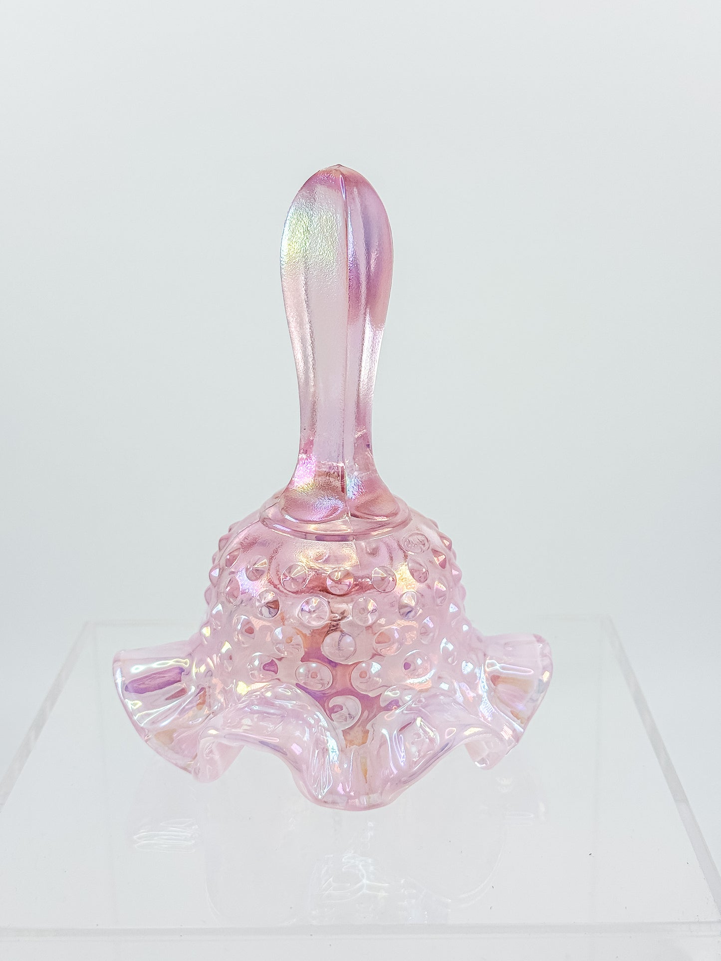 Fenton Bell – Pink Opalescent Carnival Hobnail, Ruffled Skirt