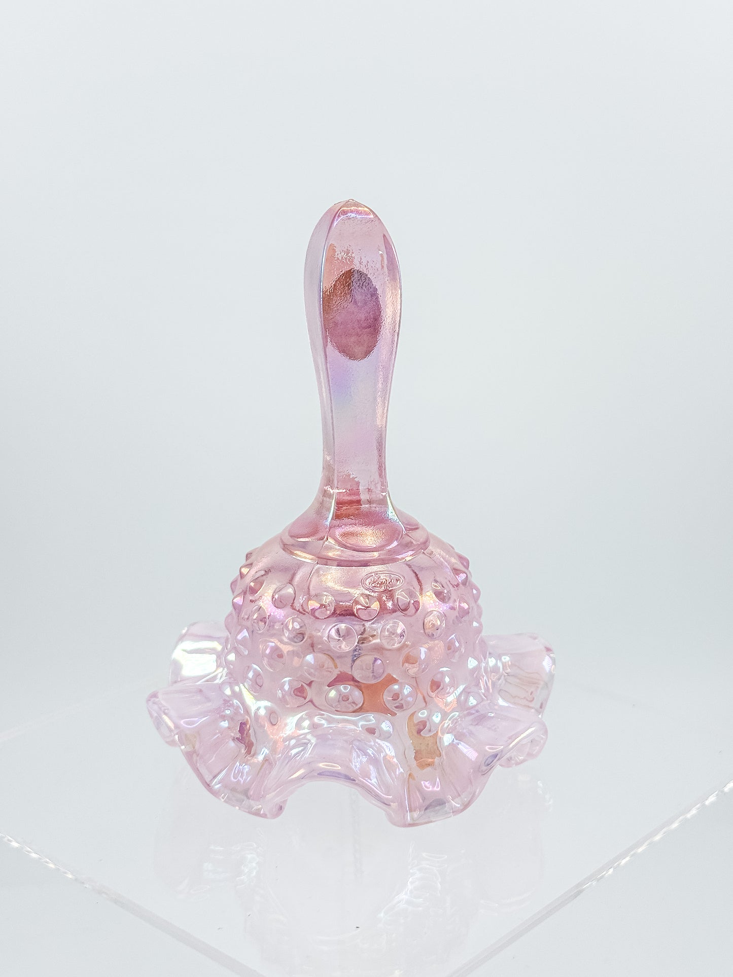 Fenton Bell – Pink Opalescent Carnival Hobnail, Ruffled Skirt
