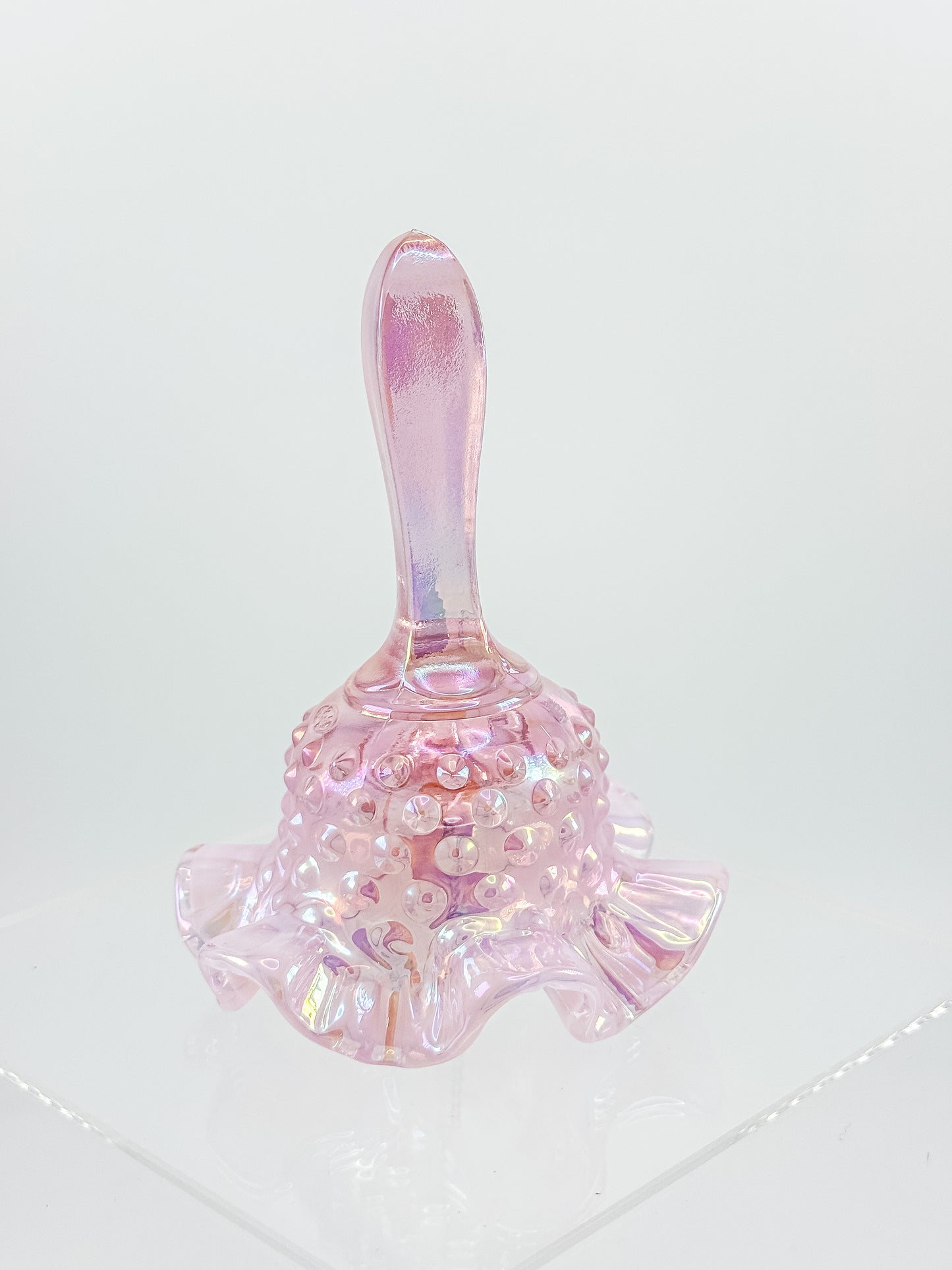 Fenton Bell – Pink Opalescent Carnival Hobnail, Ruffled Skirt