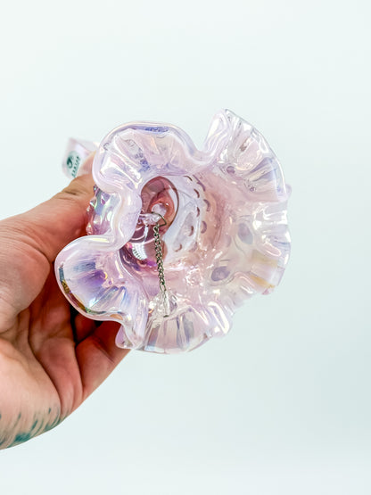 Fenton Bell – Pink Opalescent Carnival Hobnail, Ruffled Skirt