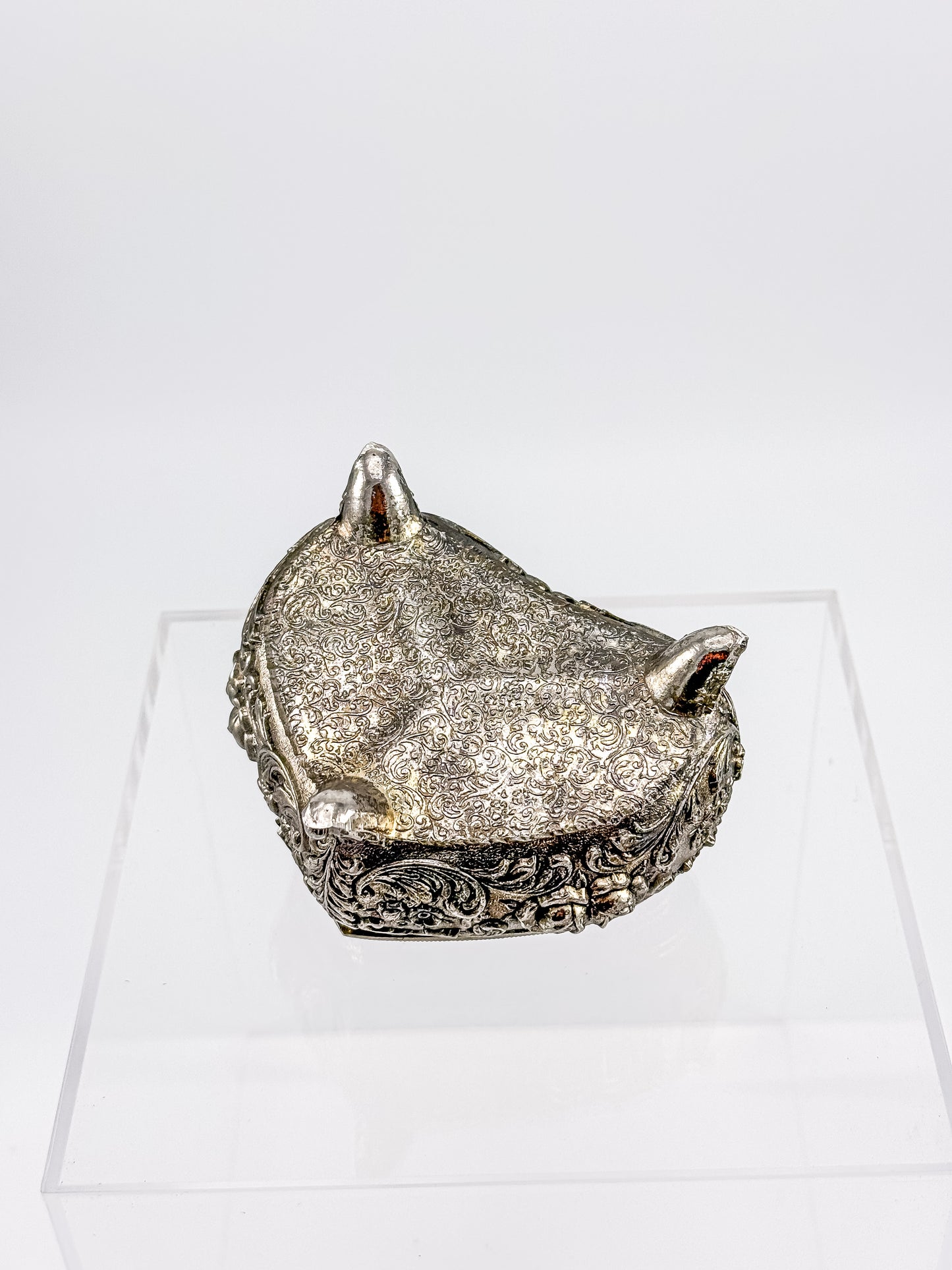 Vintage Silver Plated Embossed Heart Shaped Jewelry Or Trinket Box