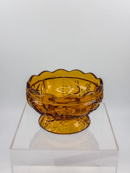 Vintage Indiana Glass Amber Stars & Bars Fairy Lamp Base Only — Chipped