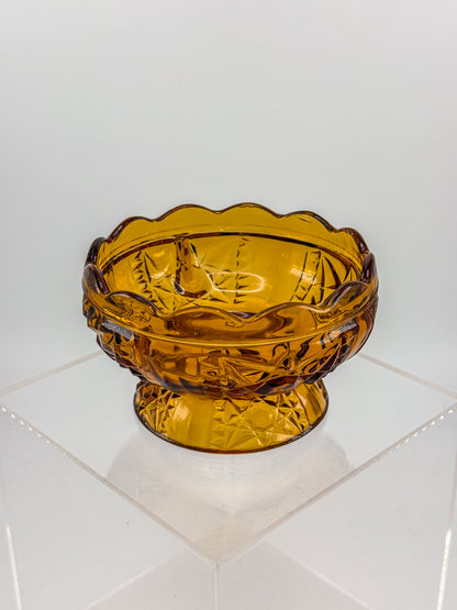Vintage Indiana Glass Amber Stars & Bars Fairy Lamp Base Only — Chipped