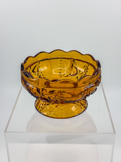 Vintage Indiana Glass Amber Stars & Bars Fairy Lamp Base Only — Chipped