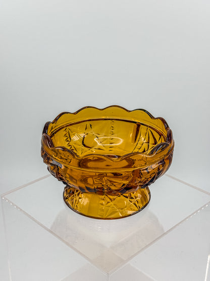 Vintage Indiana Glass Amber Stars & Bars Fairy Lamp Base Only — Chipped