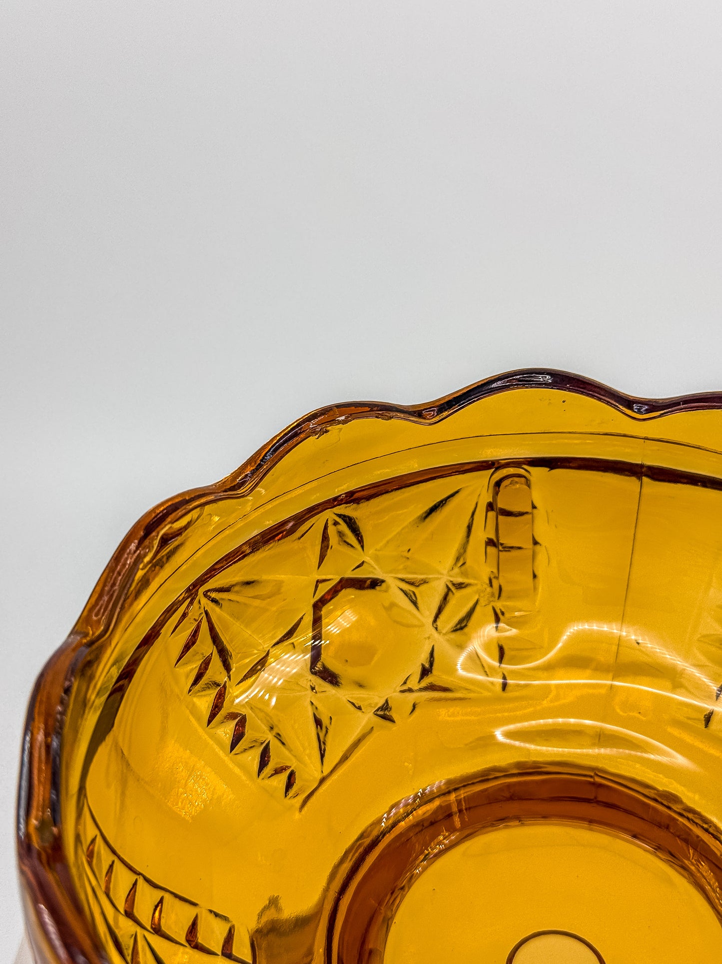 Vintage Indiana Glass Amber Stars & Bars Fairy Lamp Base Only — Chipped