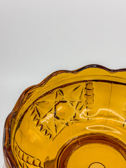 Vintage Indiana Glass Amber Stars & Bars Fairy Lamp Base Only — Chipped