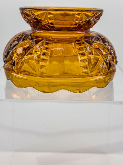 Vintage Indiana Glass Amber Stars & Bars Fairy Lamp Base Only — Chipped