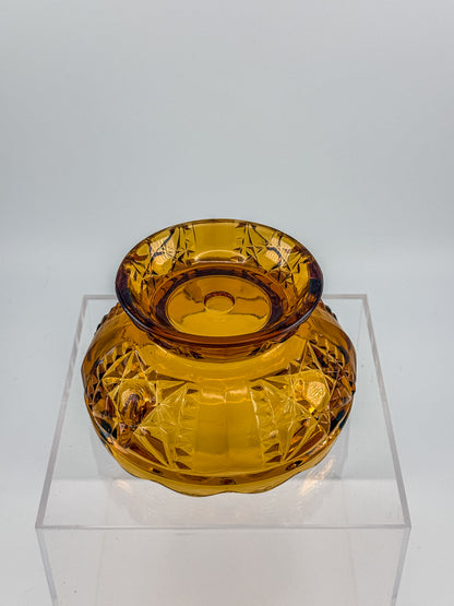 Vintage Indiana Glass Amber Stars & Bars Fairy Lamp Base Only — Chipped