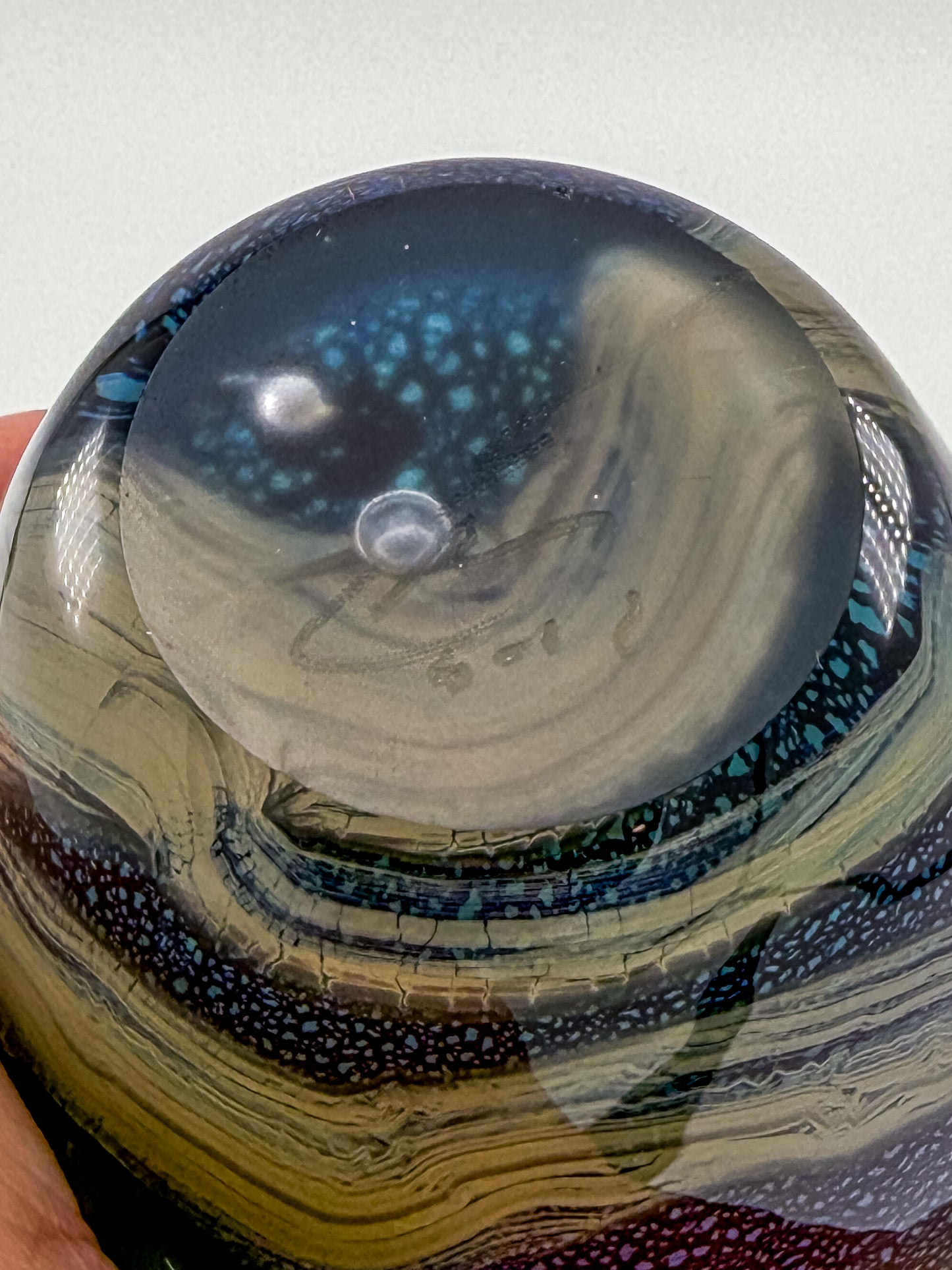 Eickholt Blue Dichroic Anemone Art Glass Vase | Signed Studio Art Glass | Iridescent Glass Vase
