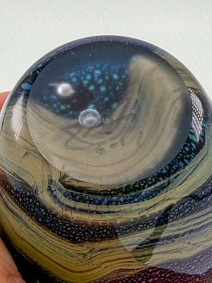 Eickholt Blue Dichroic Anemone Art Glass Vase | Signed Studio Art Glass | Iridescent Glass Vase