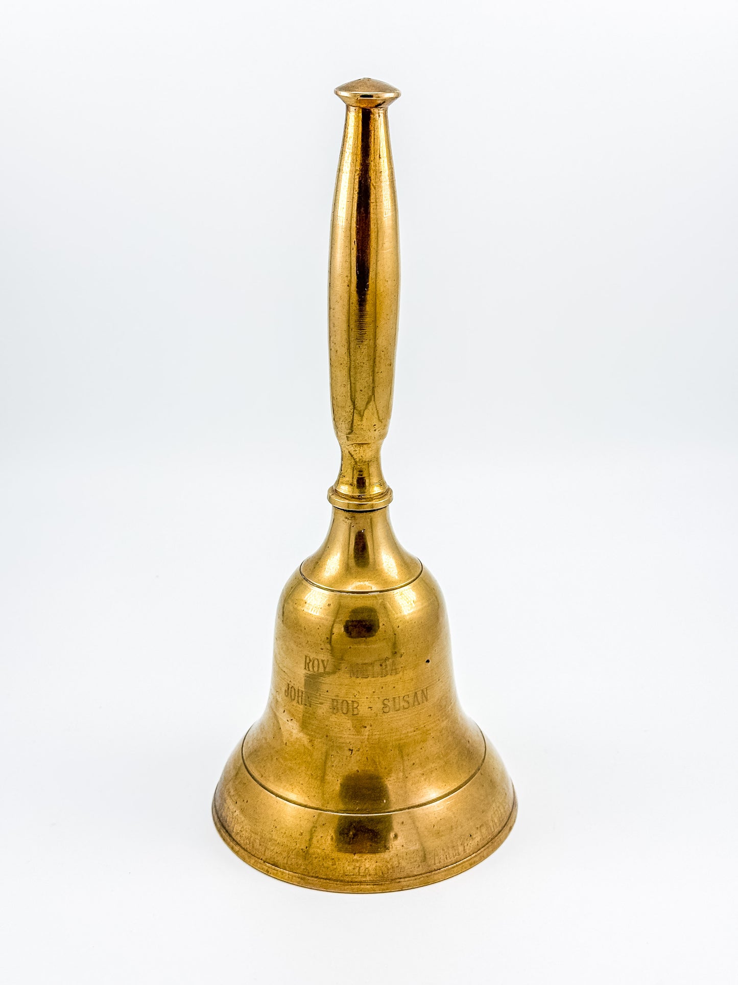 Vintage Engraved Brass Hand Bell – Personalized Family Names