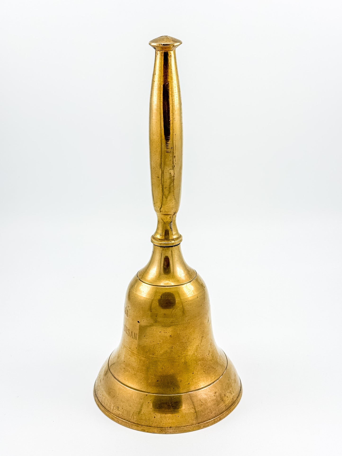 Vintage Engraved Brass Hand Bell – Personalized Family Names
